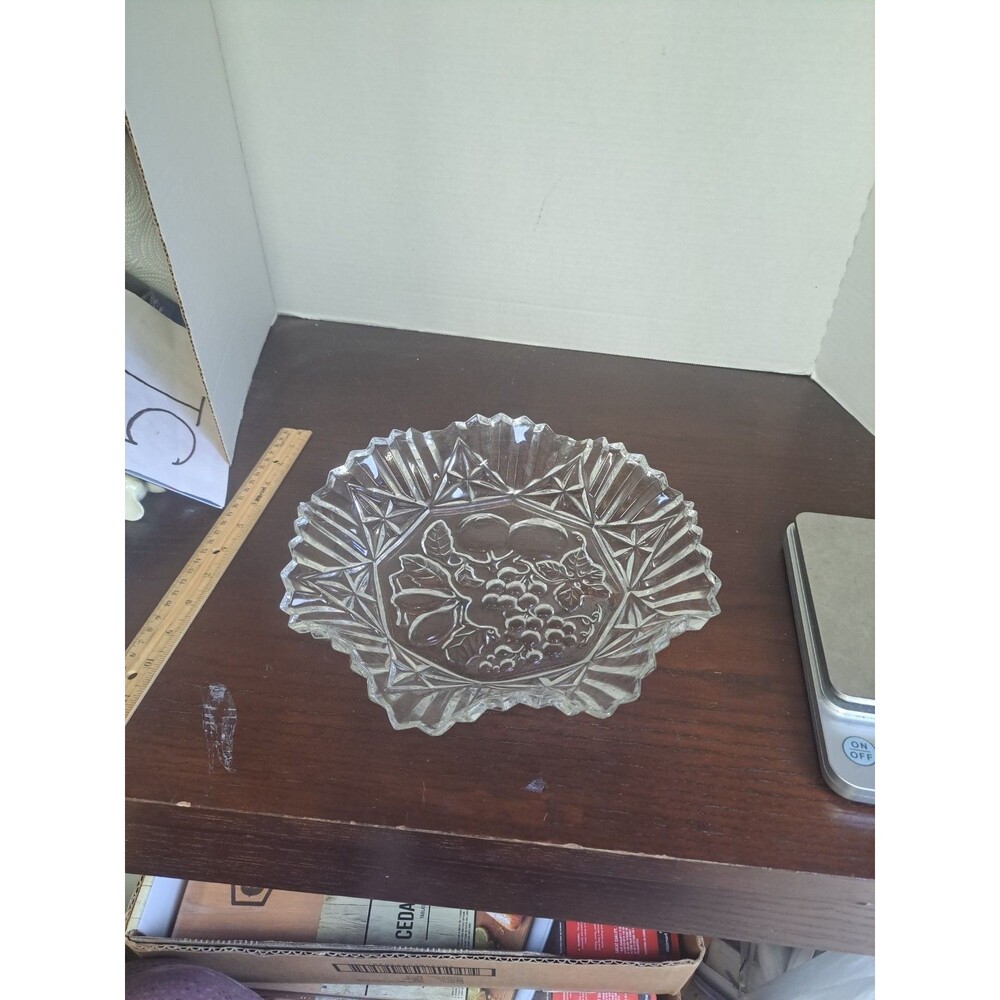 1950s-1960s Federal Glass Pioneer Pressed Glass Bowl Withsaw Tooth Ruffled Edges